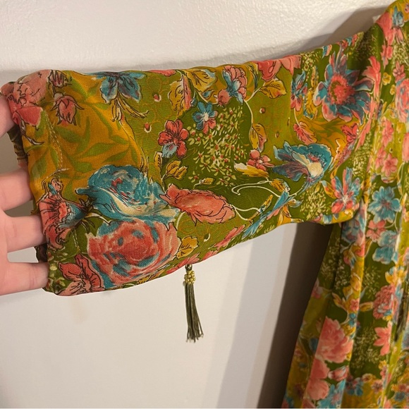 Vintage Floral Boho Chiffon Knee Length Dress Like New size Medium - Picture 2 of 9